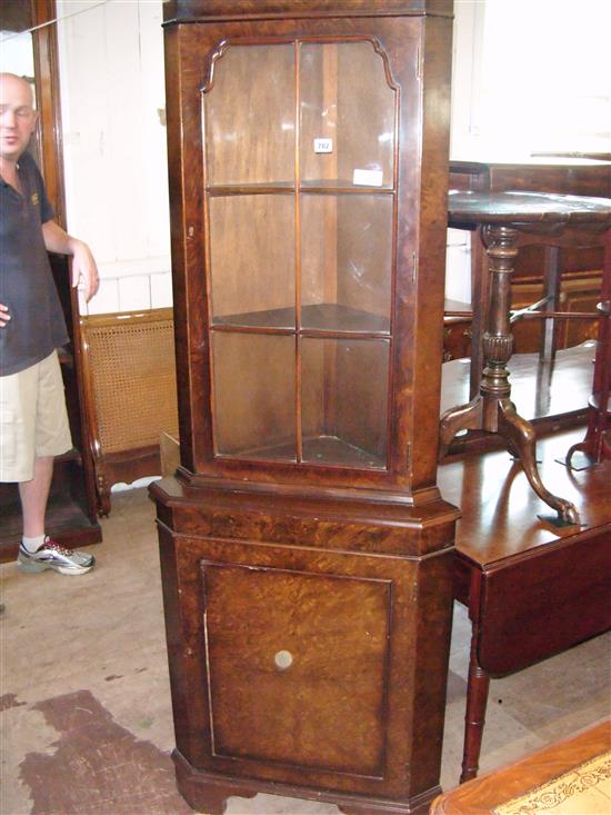 Burr walnut standing corner cabinet